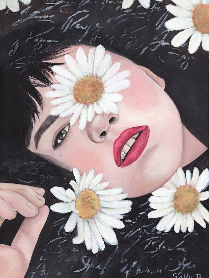 Woman With White Daisy