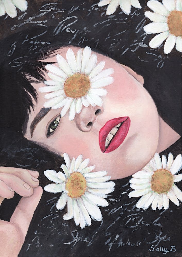 Woman With White Daisy