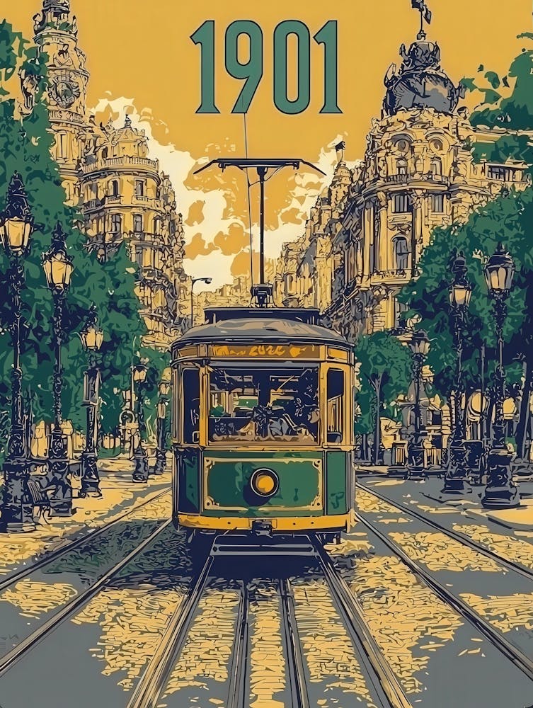 Aihrgdesign A Vintage Travel Poster Of An Electric Tram Glidi 25bf6cc8 D0c6 4d3f 9e12 7cfffa85fc8d 1