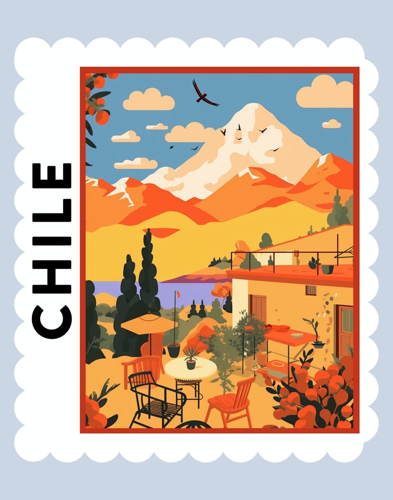 Chile 1 Travel Stamp Poster