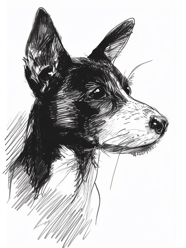 Basenji Dog Line Sketch 3