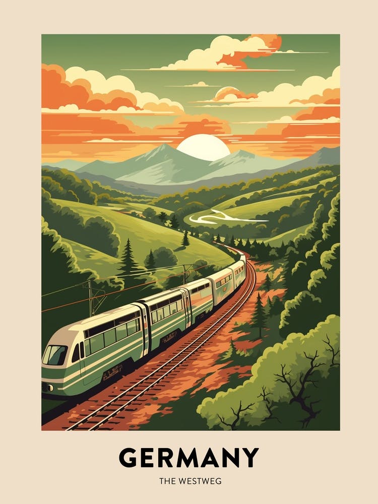 The Westweg Germany 2 Vintage Hiking Travel Poster