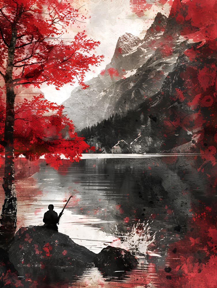 Red Autumn In The Mountains