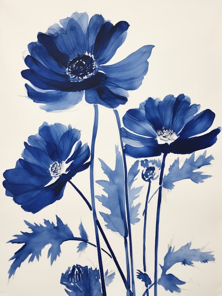 Blue Botanical Anemone 4