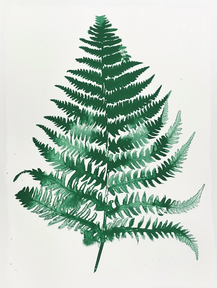 Green Ink Painting Of A Marsh Fern 1