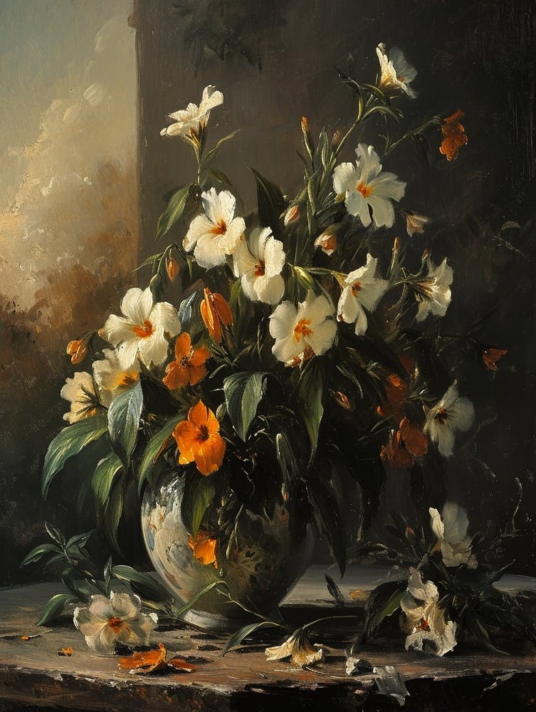 Baroque Floral Still Life Evening Primrose 1