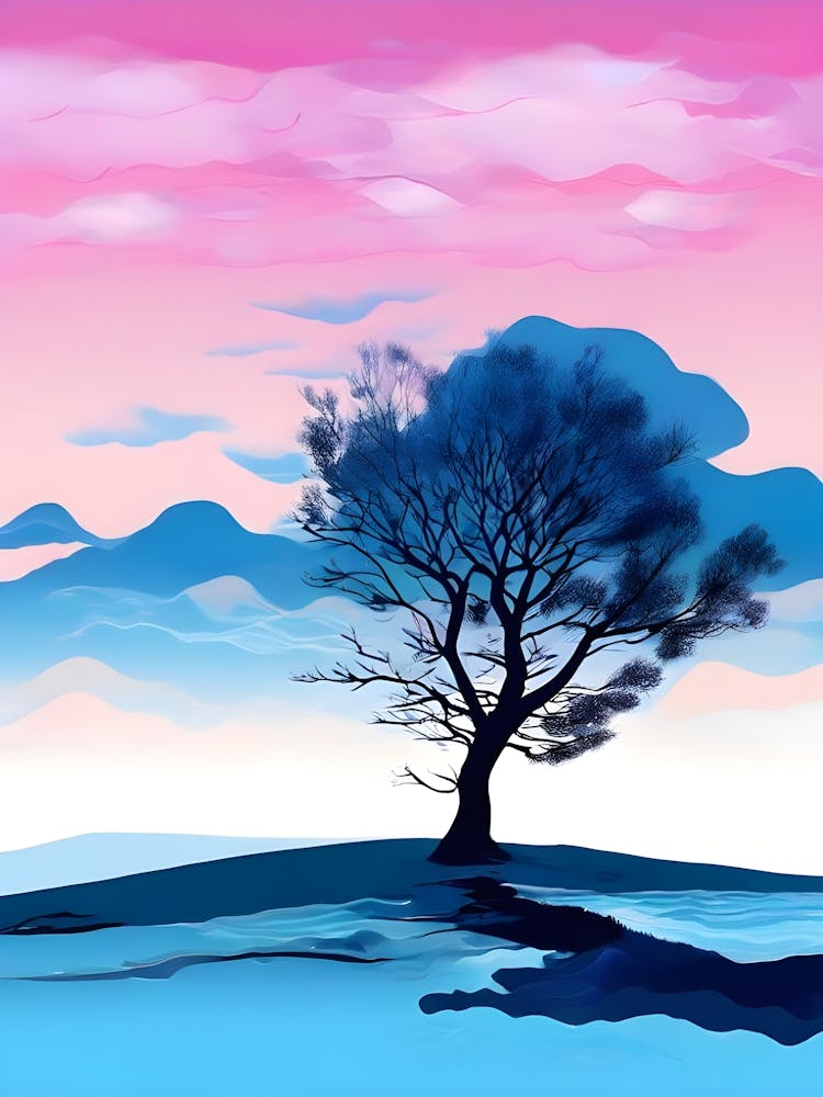 Lone Tree In The Sunset