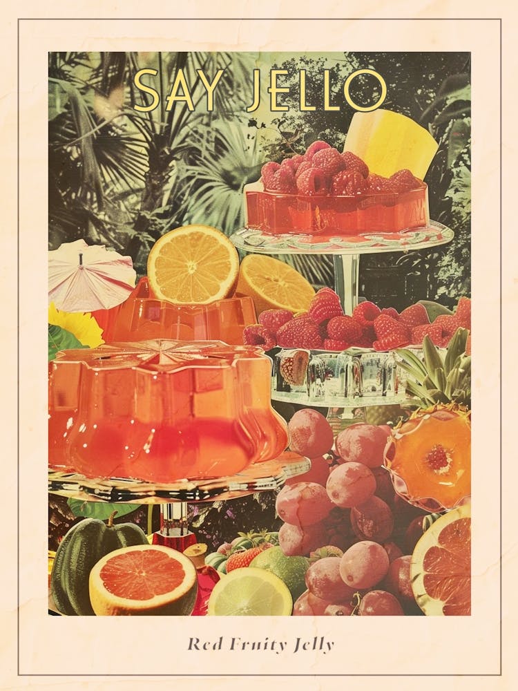 Red Fruity Jelly Retro Collage 2 Poster