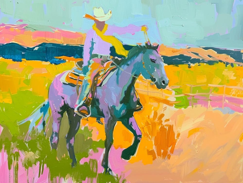 Neon-Cowboy In der Sonora-Wüste Arizona 3 Gemälde