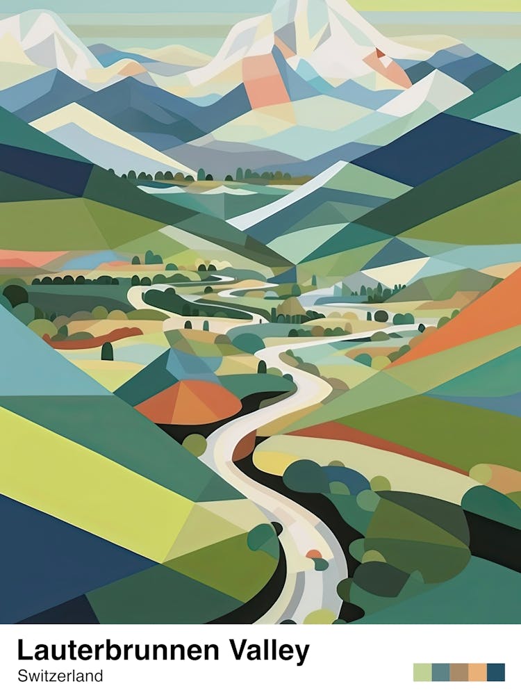Mountains And Valley   Geometric Vector Illustration 2 Poster