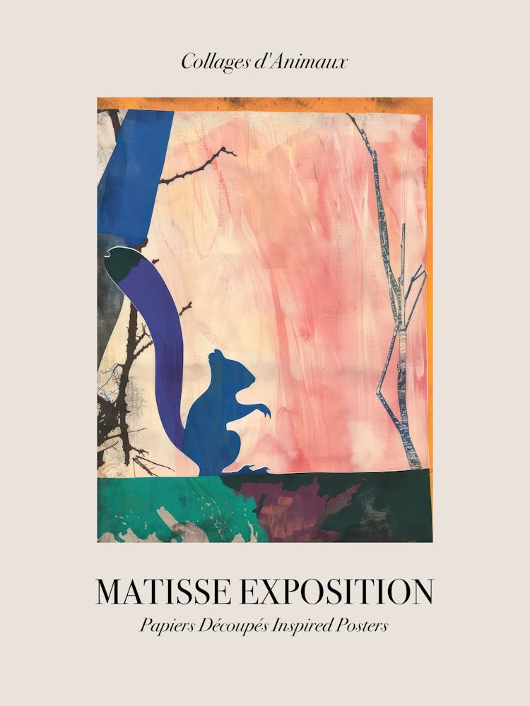 Écureuil 4 Affiche Animaux Exposition Inspirée de Matisse