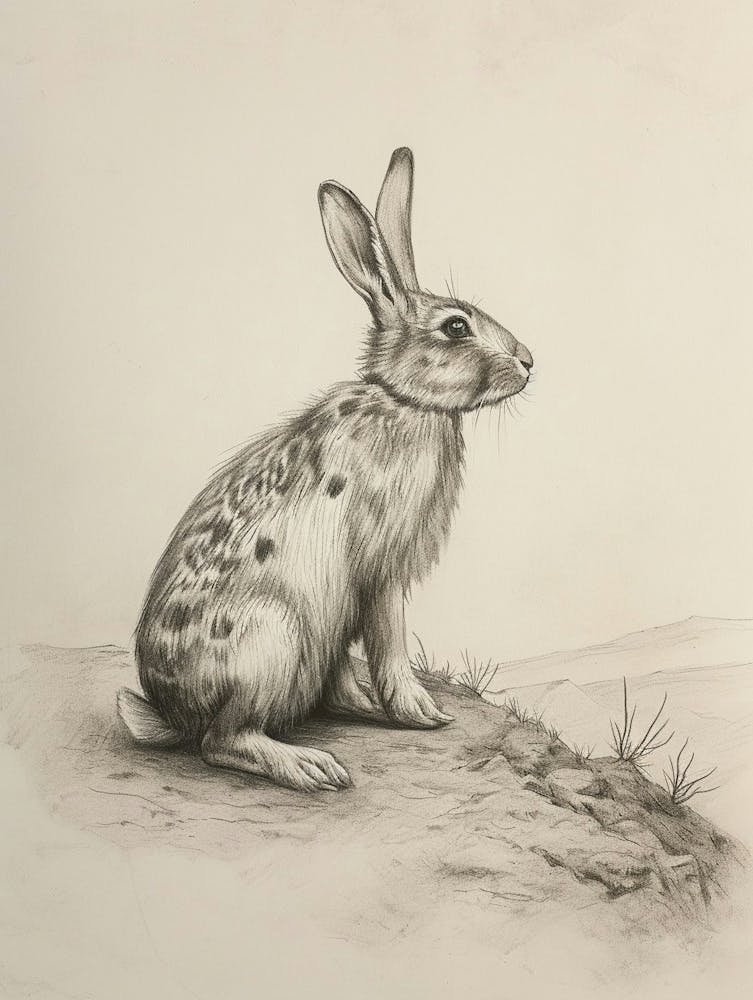 English Spot Rabbit Drawing 4