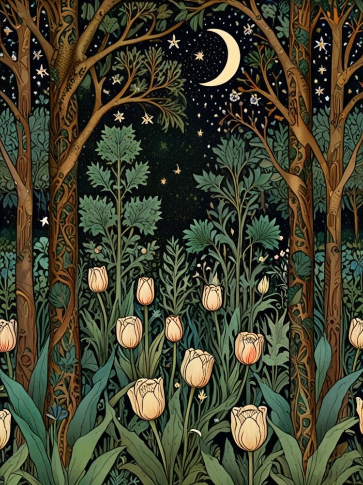William Morris Tulips In The Forest