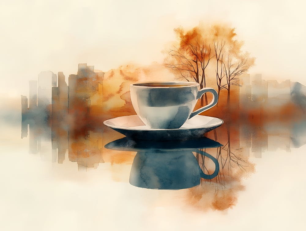 Coffee Cup With City Skyline
