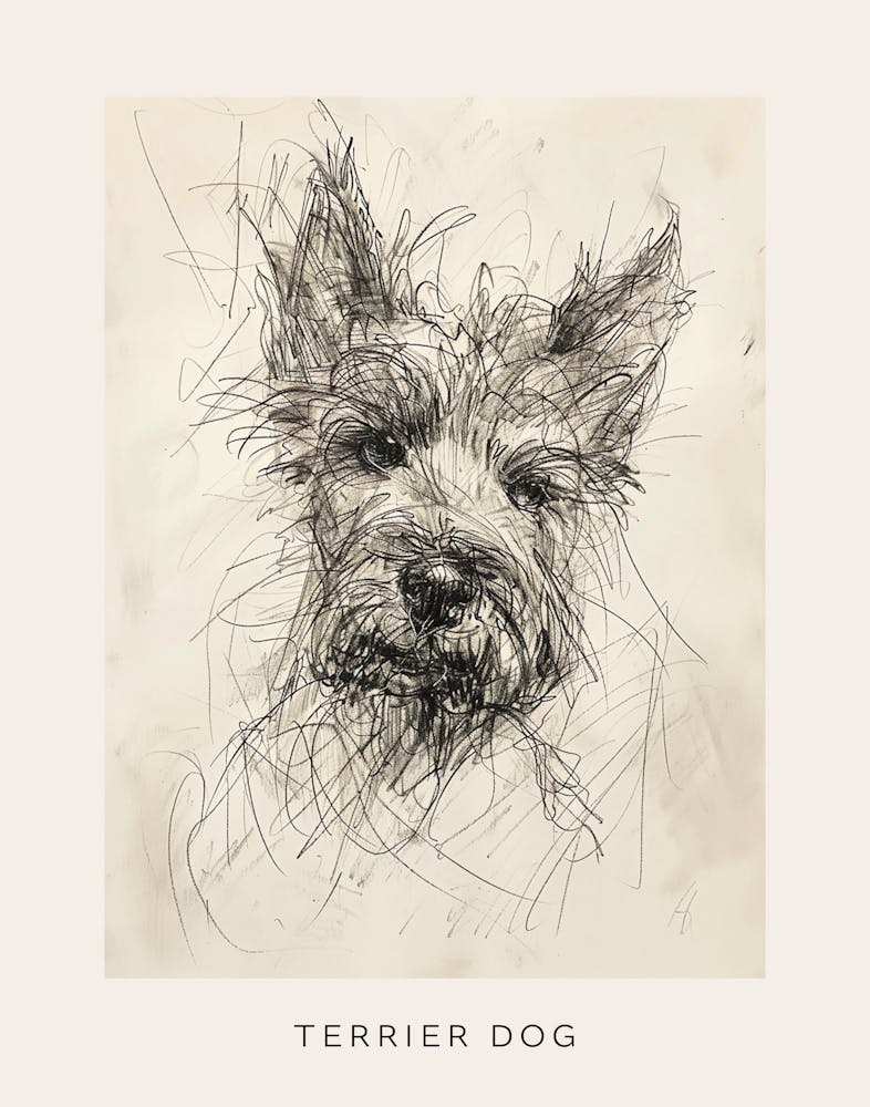 Terrier Line Sketch Minimalist 2 Poster