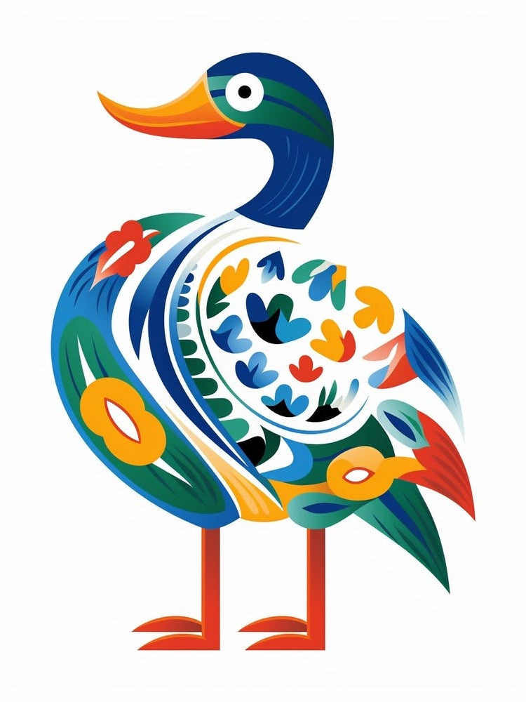 Scandinavian Bird Illustration Mallard Duck 1