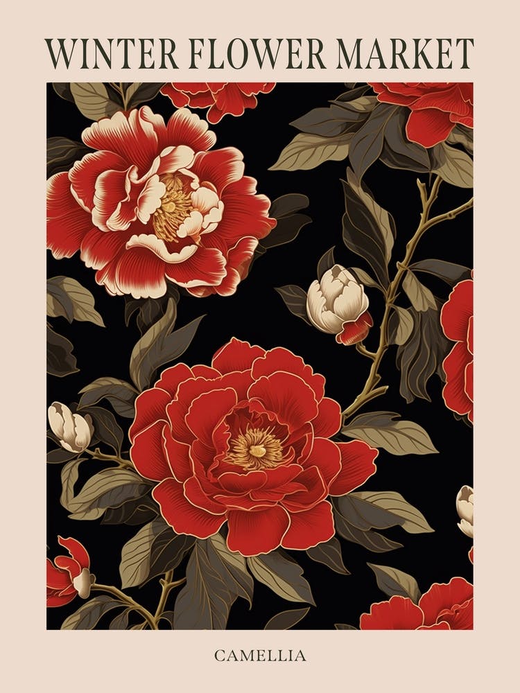 Camellia 1 Winter Flower Market Poster