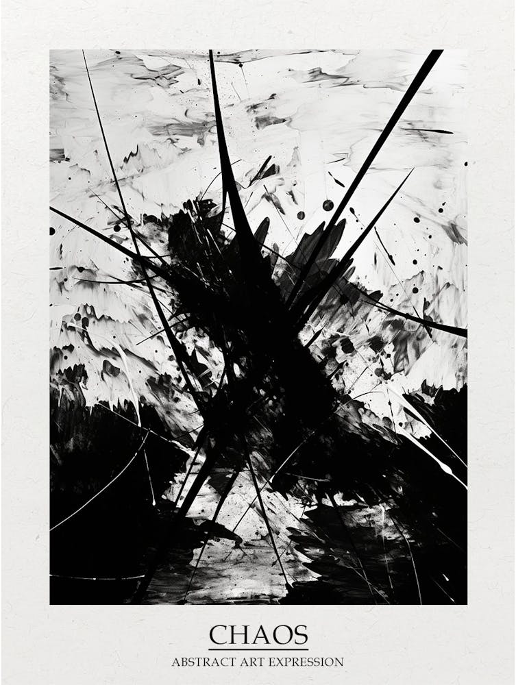 Chaos Abstract Black And White 11 Poster