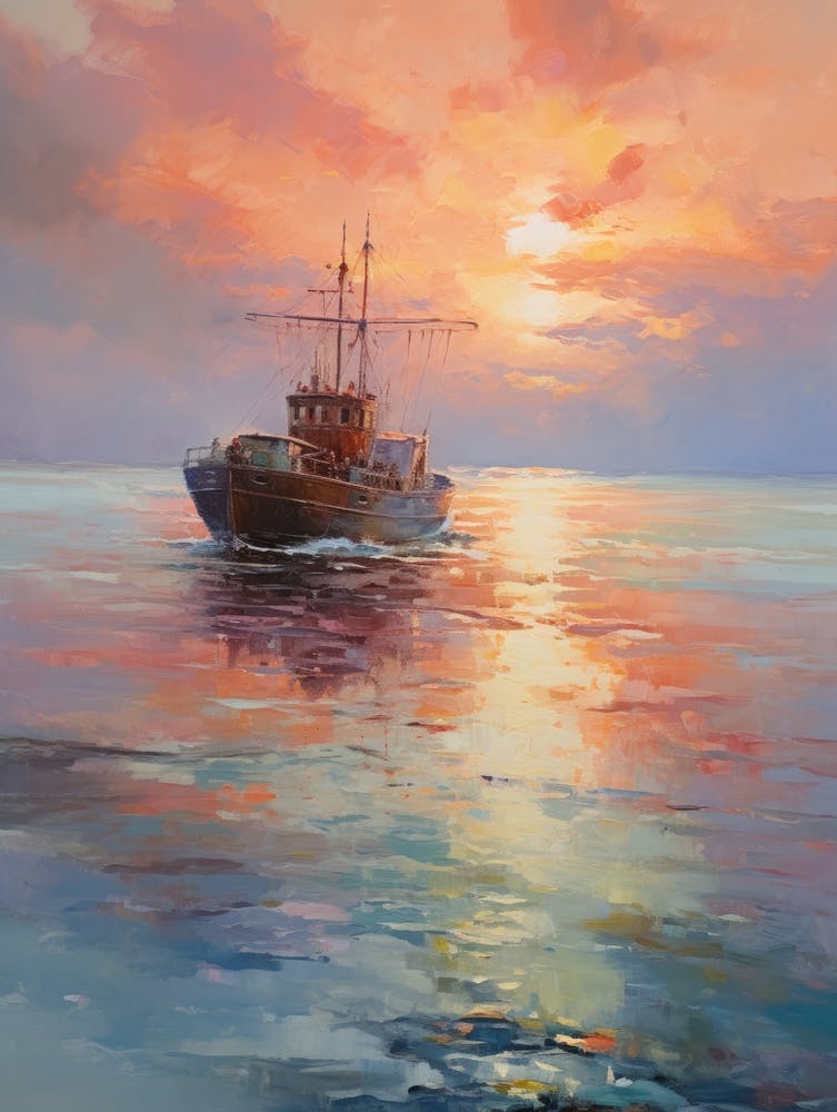 Fishing Boat At Sunset