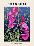 Shanghai China Botanical Flower Market Poster