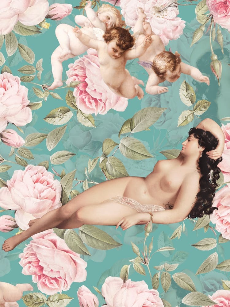Antique Sleeping Venus In Roses Garden