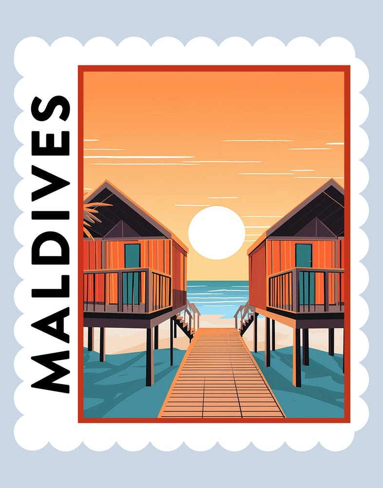 Maldives Travel Stamp Poster