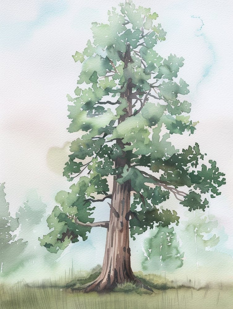 Sequoia Tree Atmospheric Watercolour Painting 8