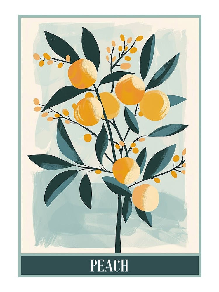 Peach Tree Flat Illustration 1 Poster