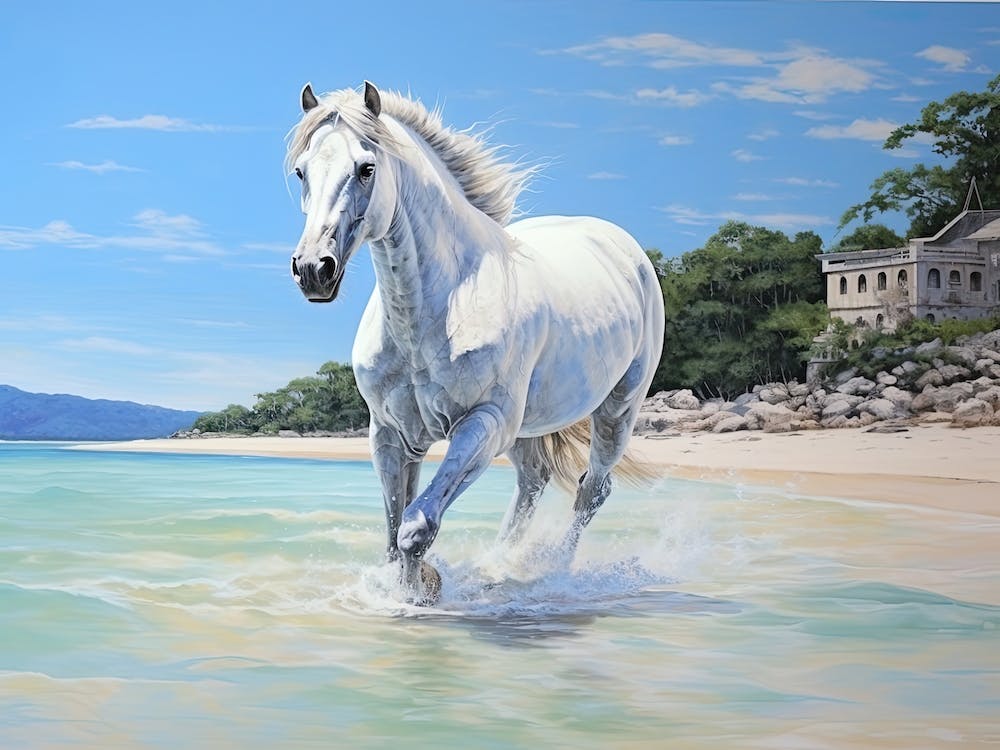 A Horse Oil Painting In Ao Nang Beach, Thailand, Landscape 4