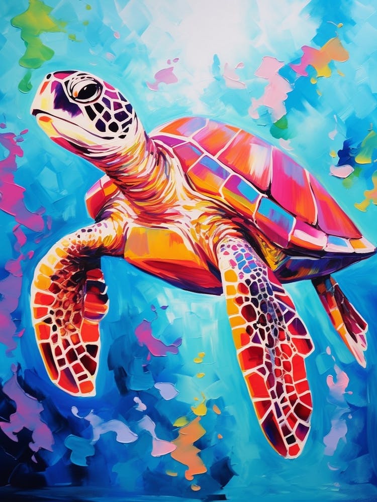 Colourful Sea Turtle Swimming 1