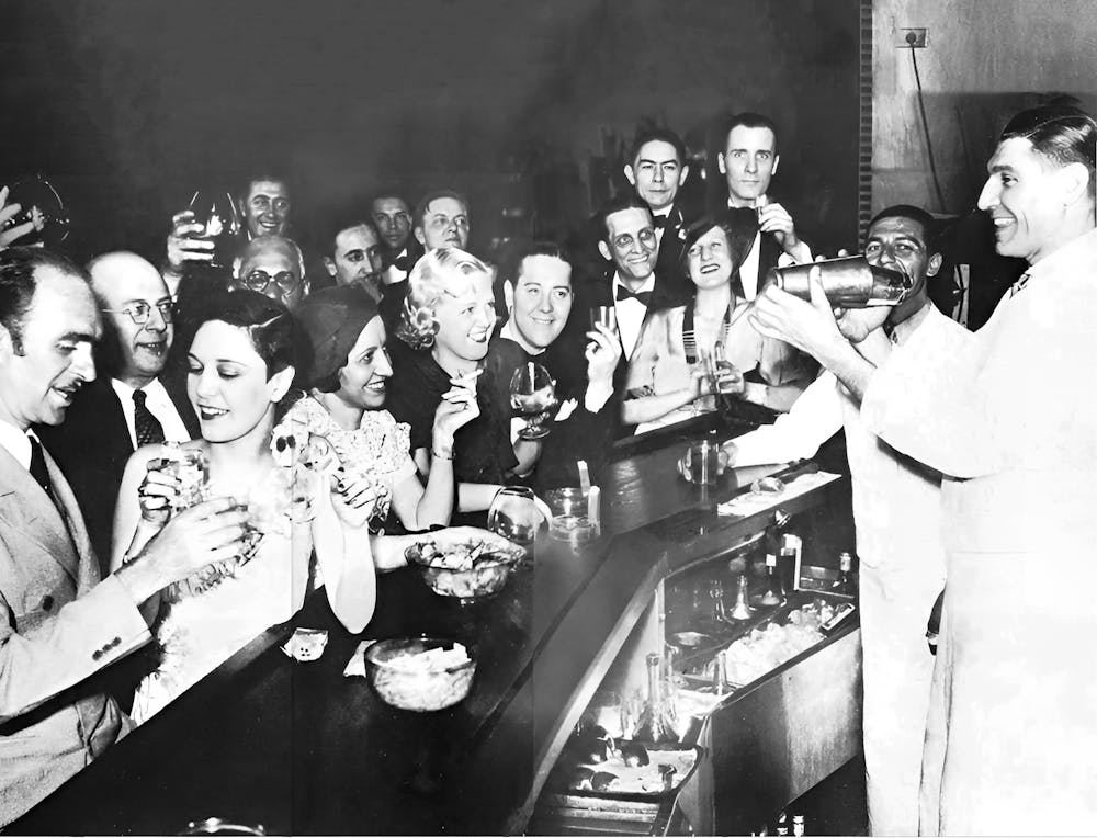 Bartenders At The Bar, Prohibition, Vintage Black and White Old Photo