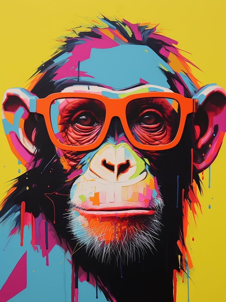 Monkey With Glasses Pop Art