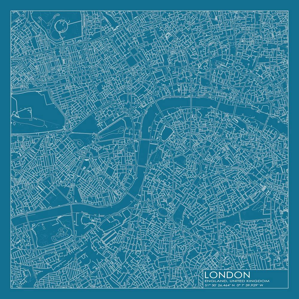 London, England, city map blueprint design