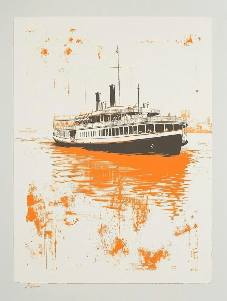 Steamboat Natchez Retro Lithograph 2