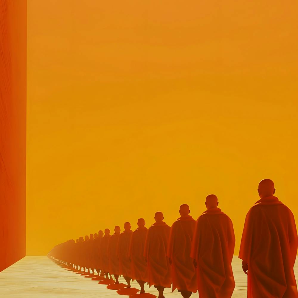Line of Buddhist Monks