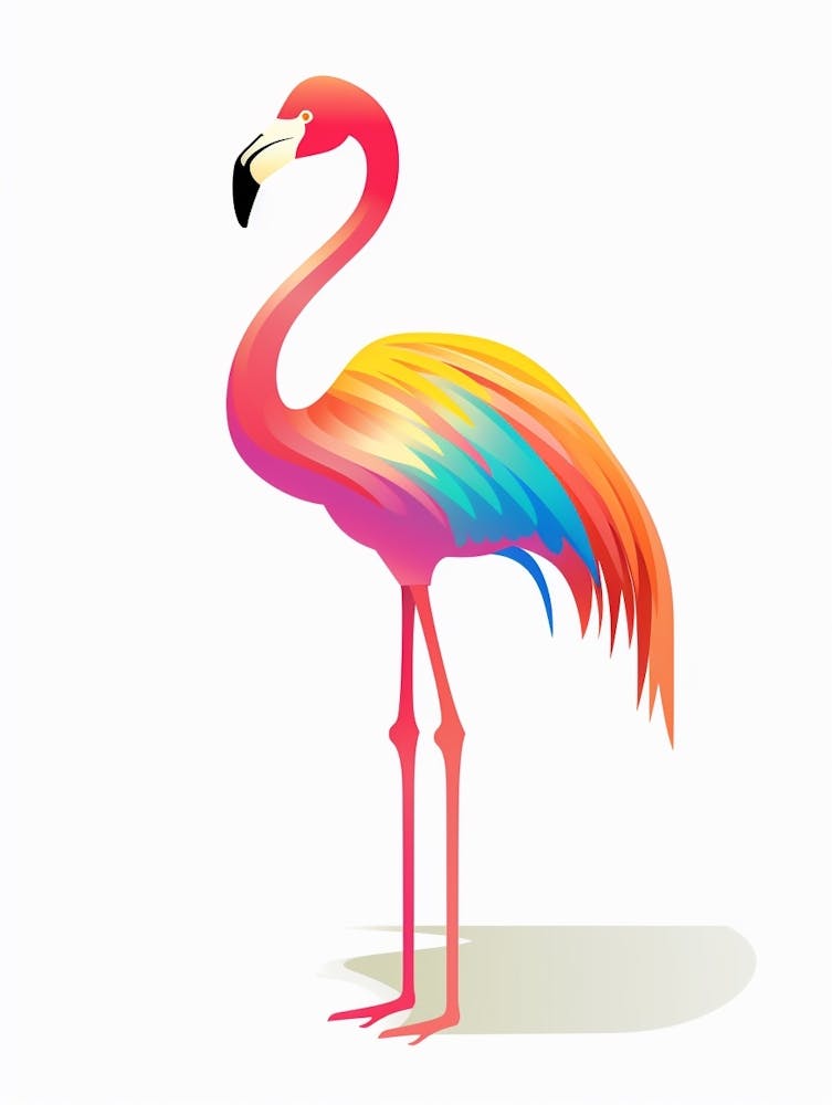 Colourful Geometric Bird Flamingo 2