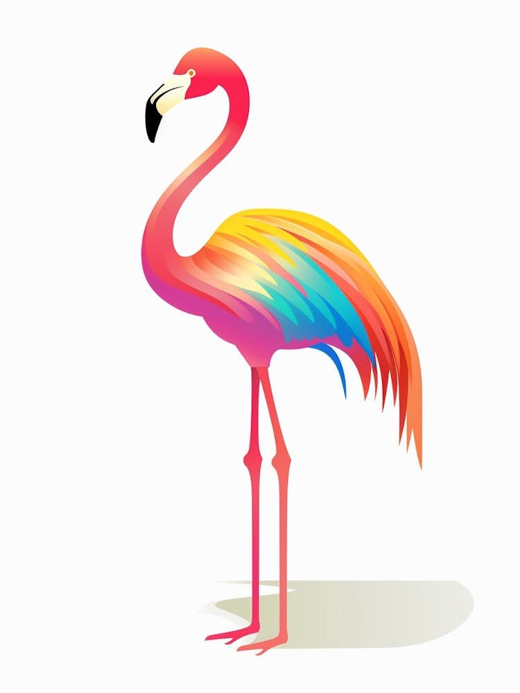 Colourful Geometric Bird Flamingo 2