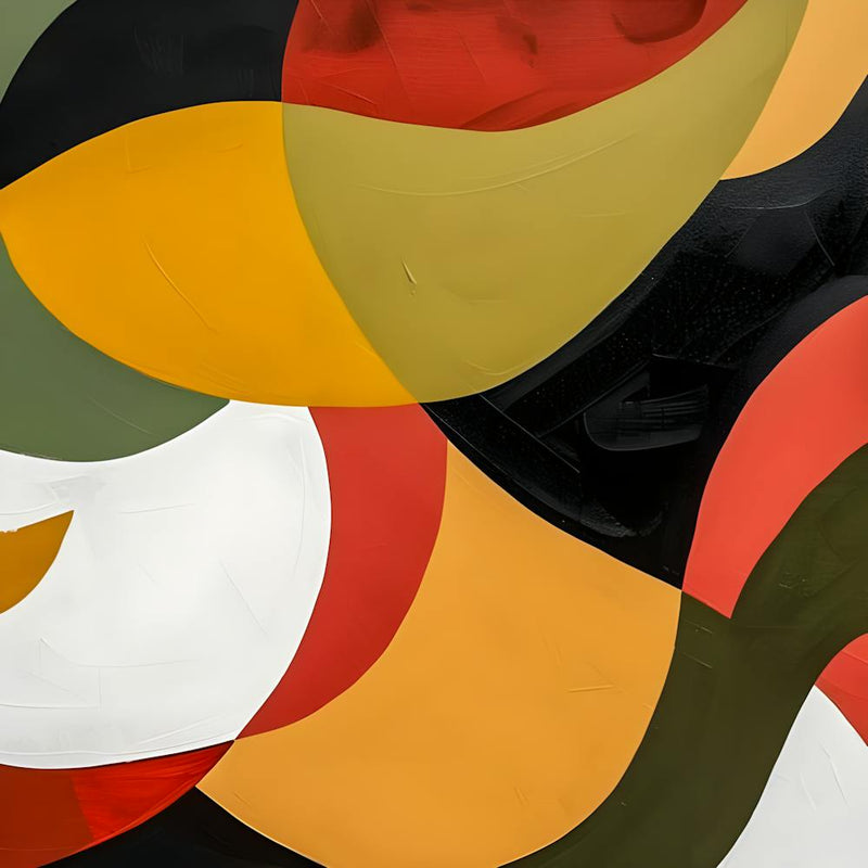 Modern Abstract Wall Art - Bold Mid-Century Geometric Painting with Earth Tones