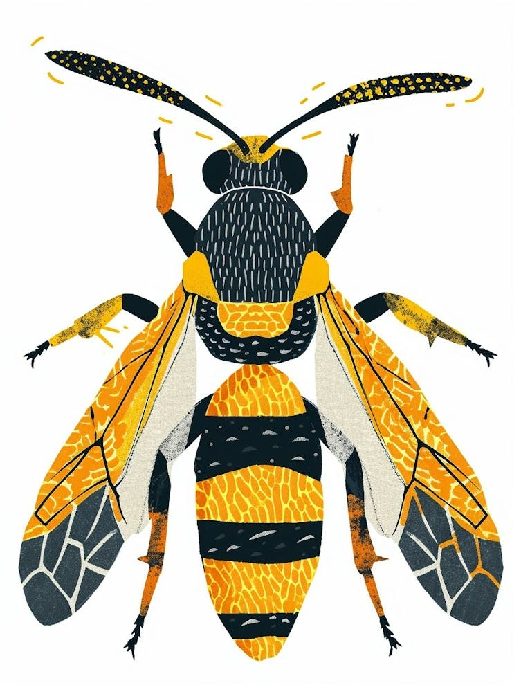 Illustration d'Insecte Coloré Guêpe Jaune 19