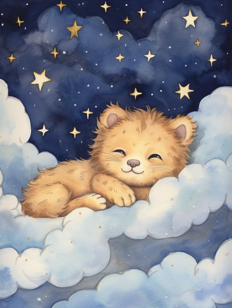 Baby Lion Cub 2 Sleeping In The Clouds