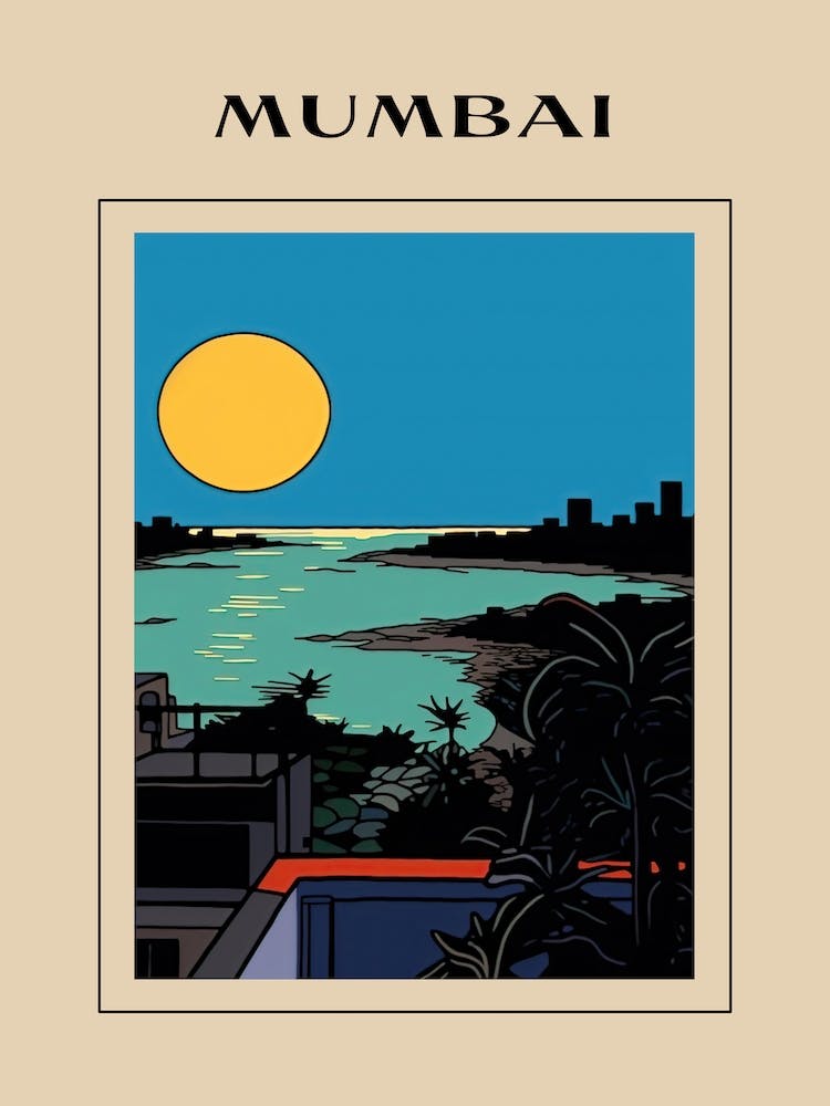 Minimal Design Style Of Mumbai, India 3 Poster
