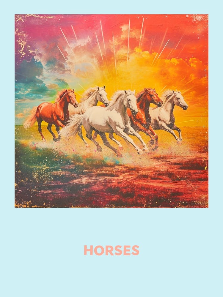 Horses Galloping Rainbow Poster 1