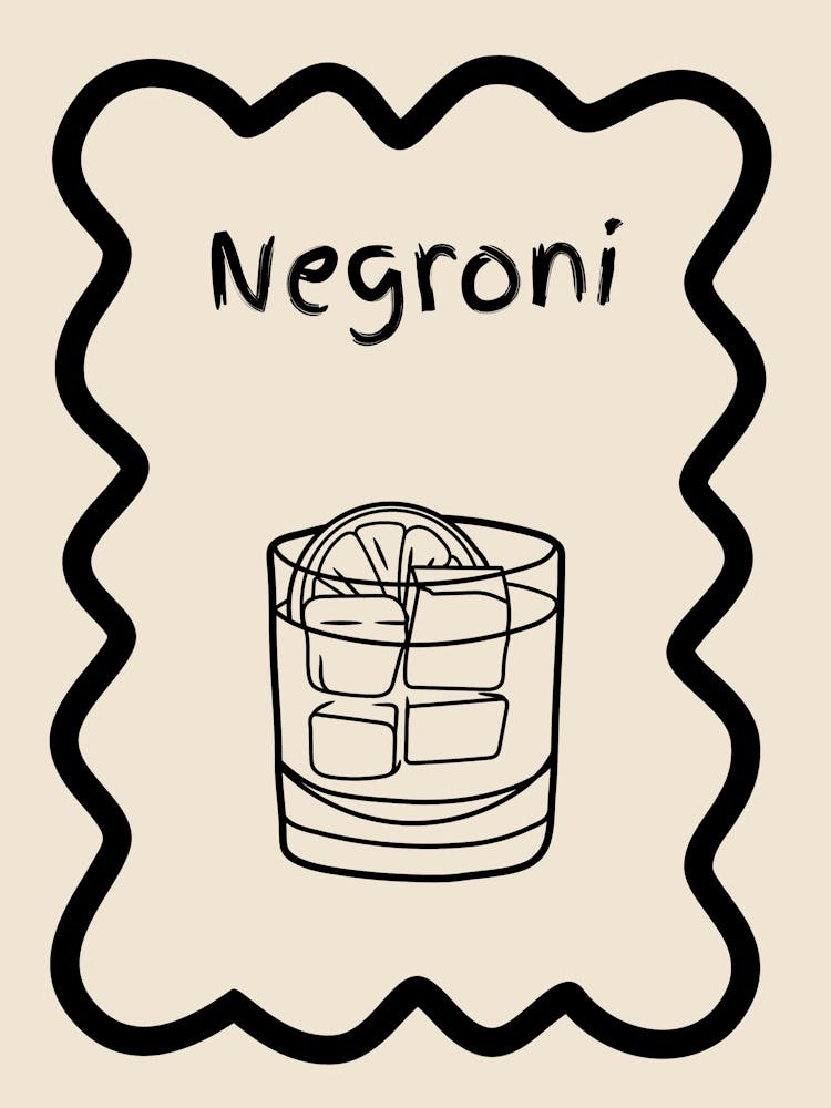 Negroni Doodle Poster B&W