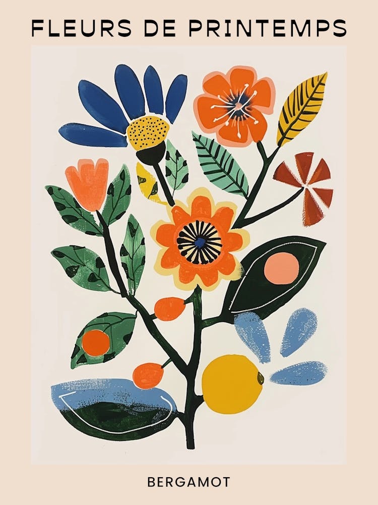 Spring Floral French Poster  Bergamot 1
