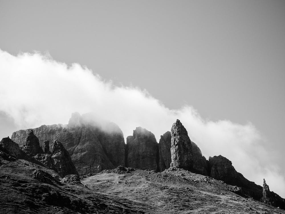 Old Man Of Storr In Black And White