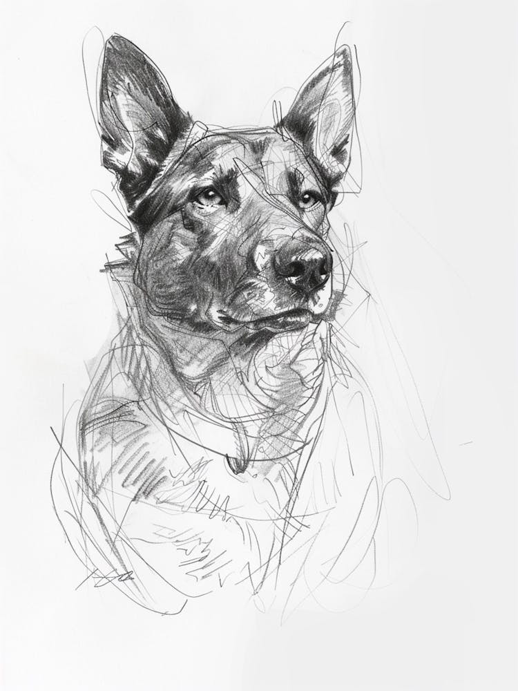 Akita Dog Charcoal Line 1