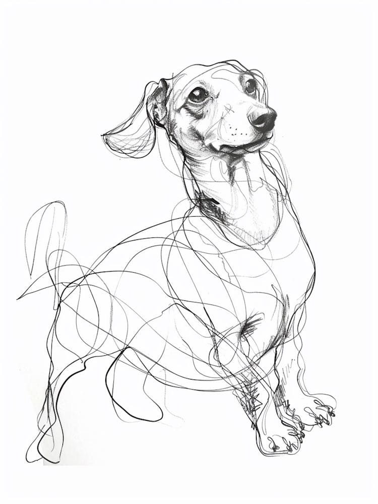 Dachshund Dog Charcoal Line 2