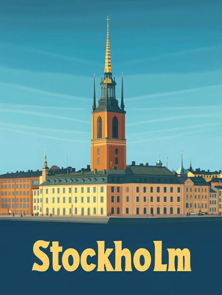 Aihrgdesign A Retro Travel Poster For Stockholm Featuring The 933fe8e1 6bbf 4369 Bd44 9f4a3cc458b8 1
