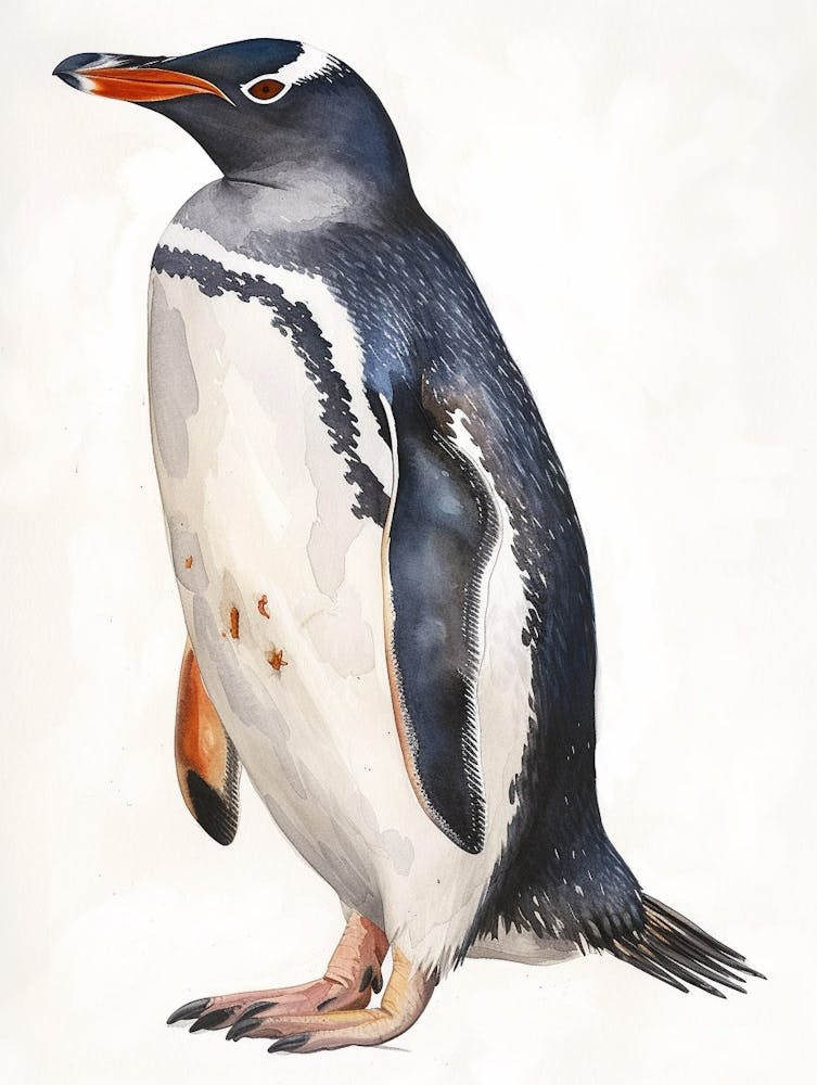 Humboldt Penguin Oamaru Blue Penguin Colony Watercolour Painting 2
