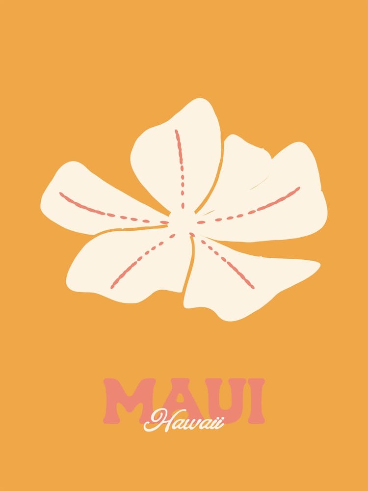 Maui Hawaii City Floral Coastal Wall Art